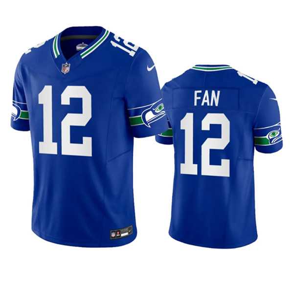 Men%27s Seattle Seahawks 12th Fan Royal 2023 F.U.S.E. Vapor Limited Throwback Stitched Jersey